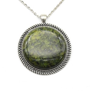 Кулон на цепочке круг 40мм со змеевиком, 70см.