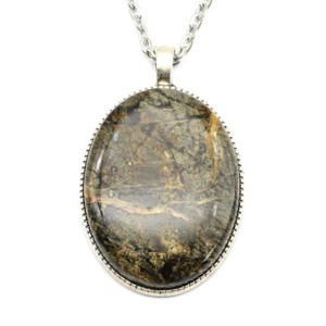 Кулон на цепочке овал 32*42мм со змеевиком, 70см