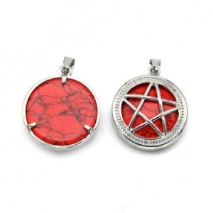 Кулон Звезда 27*27мм из кахолонга тонированного имитация цв.красный