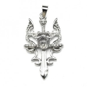 Подвеска Меч с рутиловым кварцем 18*30мм.