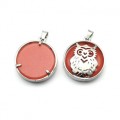 Подвеска Сова 27*27мм с кварцем цв.клубничный