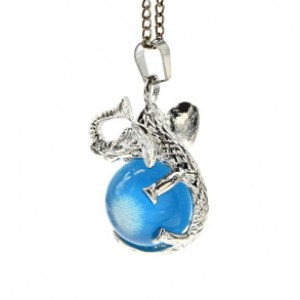 Подвеска Слон на шаре 19*33мм с кошачьим глазом цв.голубой (иск.)