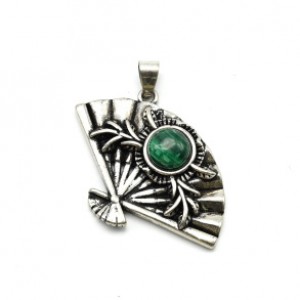 Подвеска с малахитом Веер 25*38мм