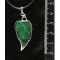 Кулон с малахитом "листик" 30х16мм