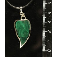 Кулон с малахитом "листик" 30х16мм