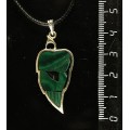 Кулон с малахитом "листик" 30х16мм