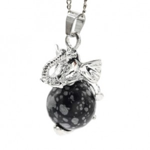 Подвеска Слон на шаре 19*33мм с обсидианом имитация