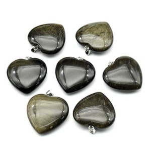 Кулон из обсидиана седого "Сердце" 40*40мм
