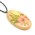 Кулон из селенита "Цветы №24" овал 28*50мм, на шнурке