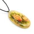 Кулон из селенита "Цветы №1" овал 28*50мм, на шнурке
