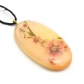 Кулон из селенита "Цветы 4" овал 28*50мм, на шнурке