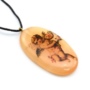 Кулон из селенита "Ангелочек" овал 27*50мм, на шнурке