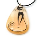 Кулон из селенита "Киска 4" капля 35*50мм, на шнурке