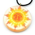 Кулон из селенита "Солнце славян" круг 34мм, на шнурке