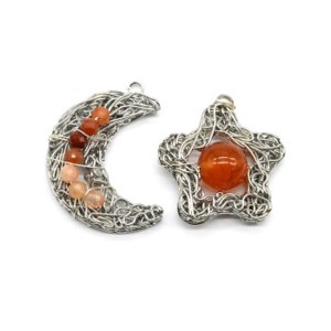 Комплект подвесок Полумесяц и Звезда из сердолика
