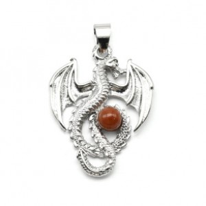 Подвеска Дракон с сердоликом 24*31мм.