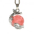 Подвеска Дракон на шаре 18*20мм с халцедоном розовым (иск.)