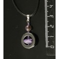 Кулон чароит (галтовка), аметист (шарик 6мм), гематит (круг)