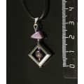 Кулон чароит (галтовка), аметист (шарик 6мм), гематит (ромб)