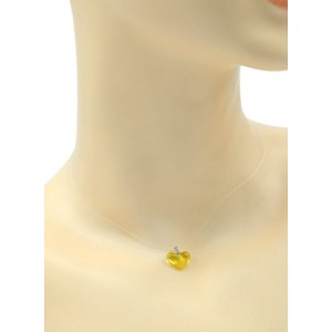 Подвеска сердце из янтаря 13*9мм на леске цв.лимонный, 40см