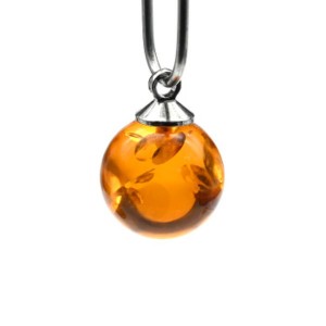 Кулон шарик из янтаря 10мм цв.коньячный (иск.)