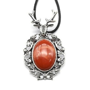 Винтажный кулон Олень 33*56мм с яшмой красной Винтажный кулон Олень 33*56мм с яшмой красной