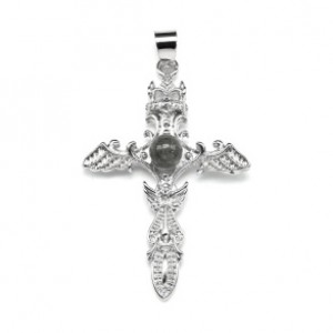 Подвеска Меч с яшмой зеленой 28*40мм.