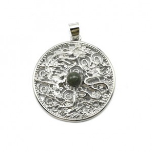 Подвеска Дракон и Феникс с яшмой зеленой 32мм