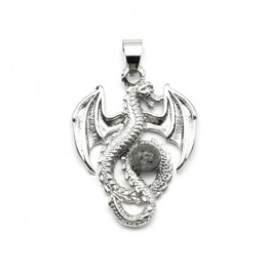 Подвеска Дракон с яшмой зеленой 24*31мм.