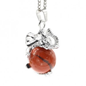 Подвеска Слон на шаре 19*33мм с яшмой красной