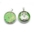 Подвеска Сова 27*27мм с варисцитом цв.салатовый (иск.)