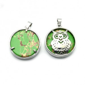 Подвеска Сова 27*27мм с варисцитом цв.салатовый (иск.)