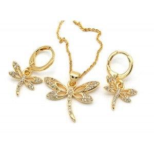 Серьги и Подвеска "Стрекоза" (иск.)