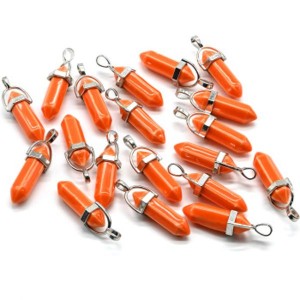 Кристалл - маятник из керамики 13*10*41мм цв.оражевый (иск.)