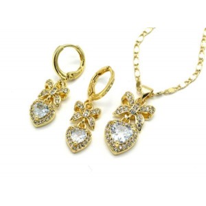 Серьги и Подвеска "Бант с сердцем" (иск.)