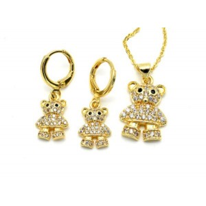 Серьги и Подвеска "Мишка" (иск.)