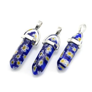 Кристалл - маятник из муранского стекла 13*10*41мм цв.синий (иск.)