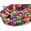 Бусины из агата тонированного шарик 10мм цвет ассорти, 37см, 36 бусин