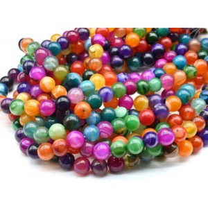 Бусины из агата тонированного шарик 10мм цвет ассорти, 37см, 36 бусин