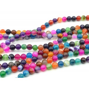 Бусины из агата тонированного шарик 8мм цвет ассорти, 36,5см, 45 бусин