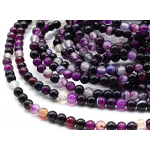 Бусины из агата тонированного шарик 4мм цвет фиолетовый, 39см, 92 бусины