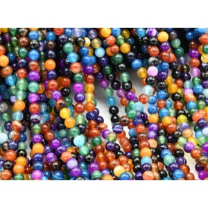 Бусины из агата тонированного шарик 6мм цвет ассорти, 37см, 60 бусин