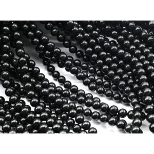 Бусины из агата черного шарик 6мм, 38см, 63 бусины