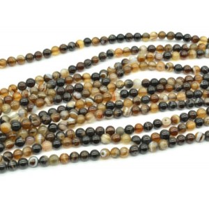 Бусины из агата шарик 6мм цвет шоколадный, 37см, 63 бусины
