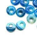 Бусина - бублик для швенз из агата тонированного цвет голубой 18*5,5-6мм, 1шт