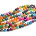Бусины из агата тонированного шарик 12мм цвет ассорти, 38см, 32 бусины