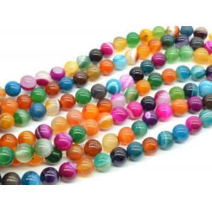 Бусины из агата тонированного шарик 12мм цвет ассорти, 38см, 32 бусины