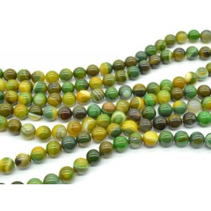 Бусины из агата тонированного шарик 10мм цвет желто-зеленый, 38см, 38 бусин