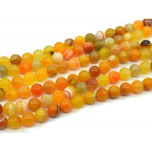 Бусины из агата тонированного шарик 10мм цвет оранжевый, 37см, 37 бусин