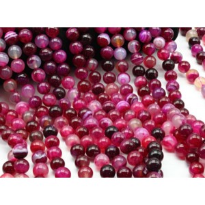 Бусины из агата тонированного шарик 12мм цвет фуксия, 38см, 32 бусины